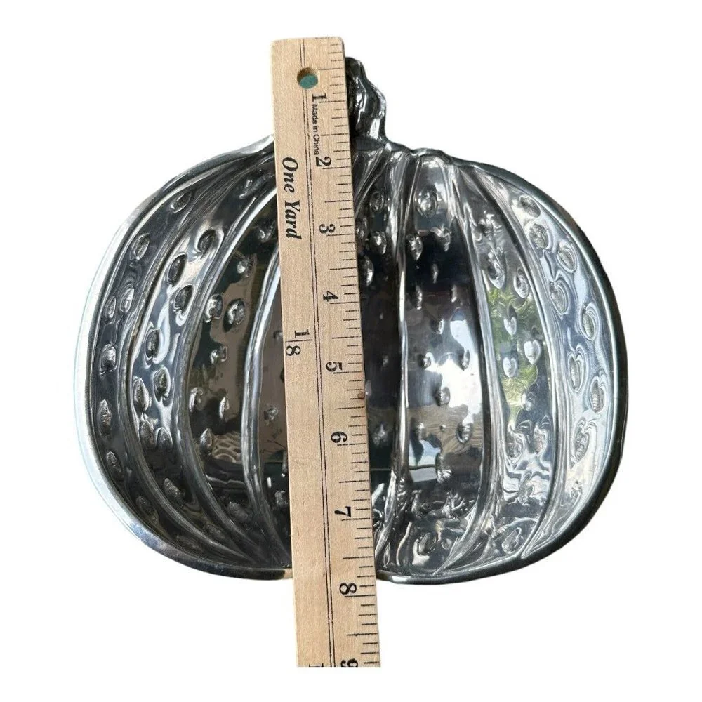 Sonoma Home Goods Metal Holiday Pumpkin Shaped Bowl 8 Inch Silver‎ Tone Aluminum
